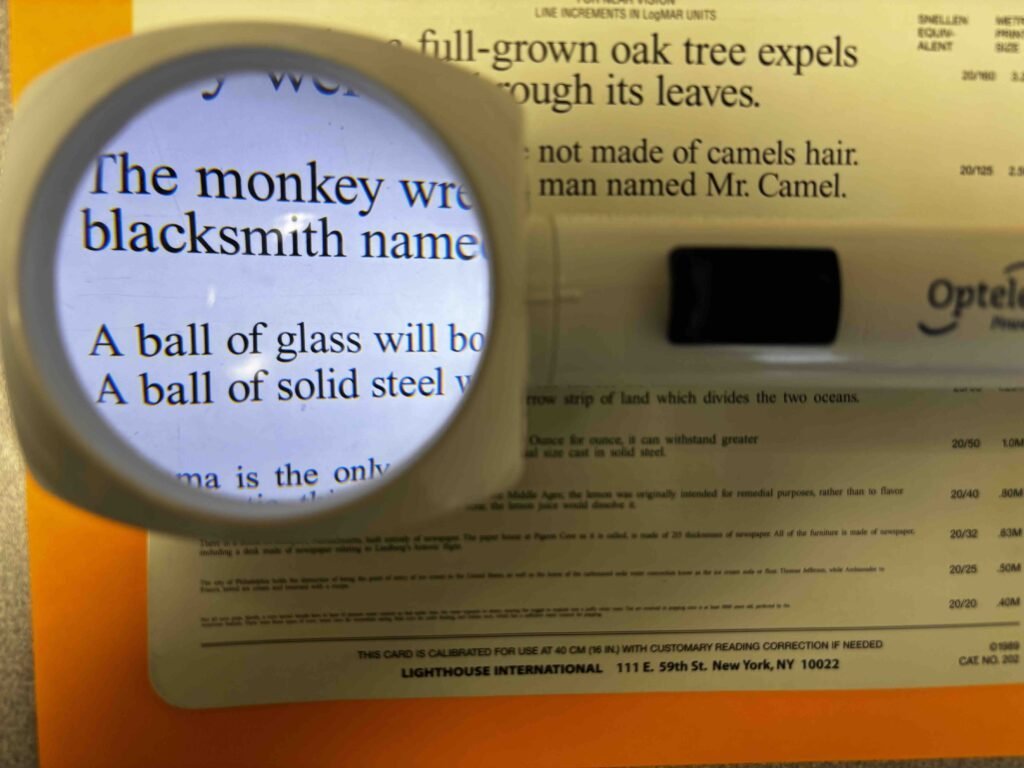 LED light in a magnifying glass