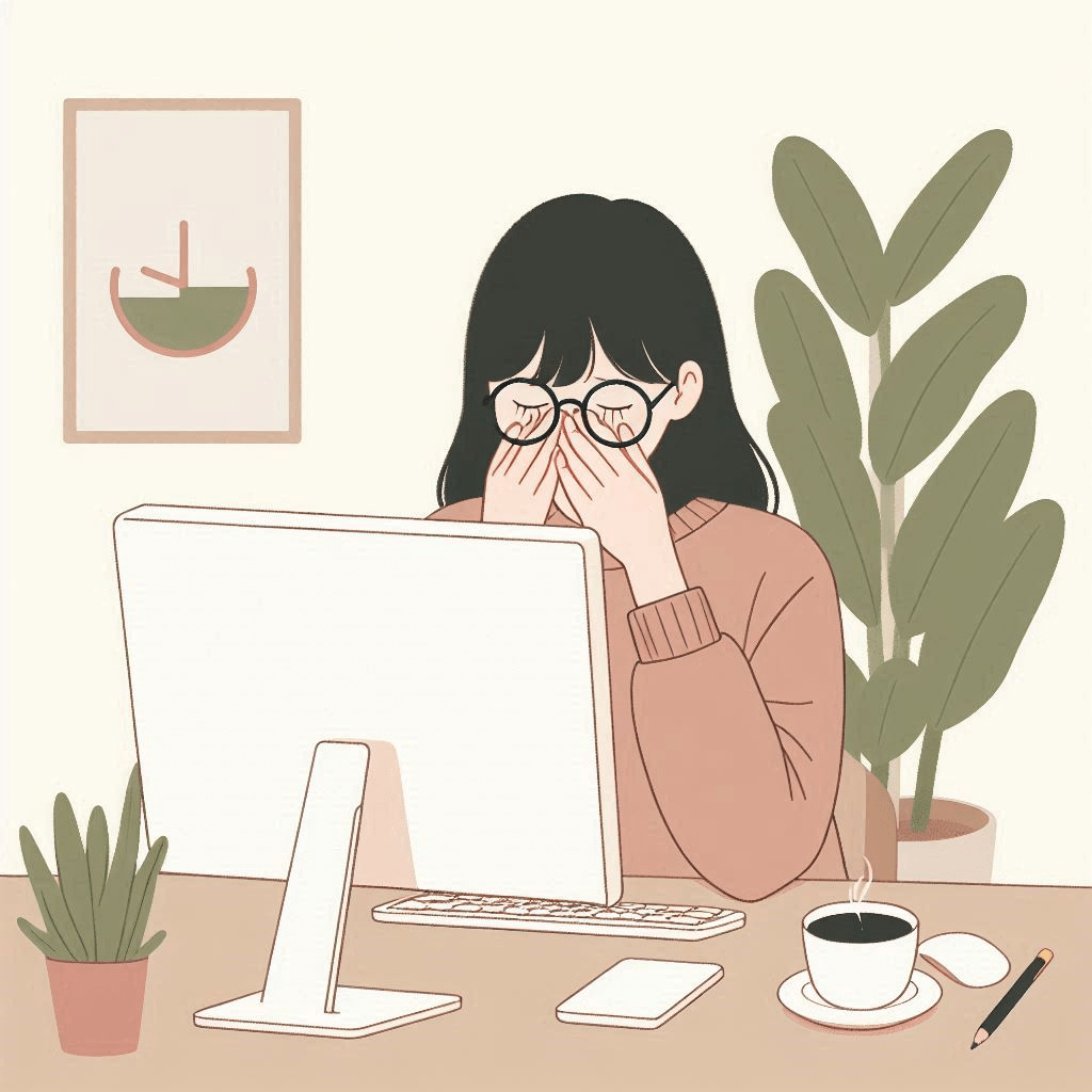 a lady rubbing her eyes due to eye strain