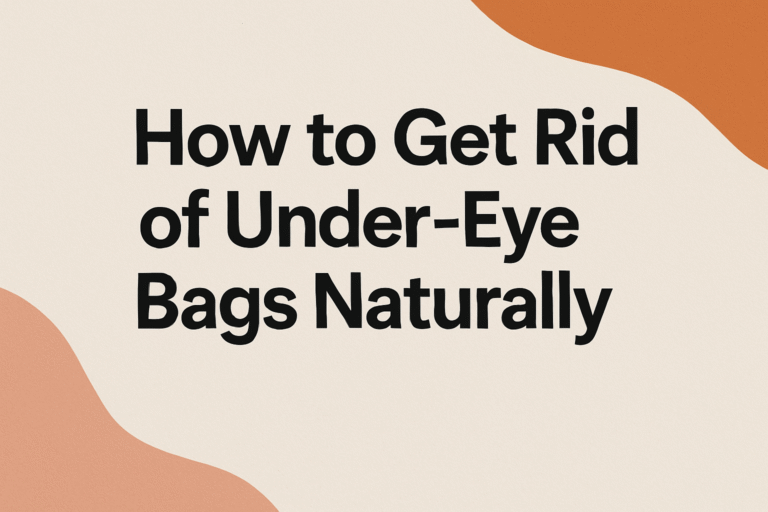 How to Get Rid of Under-Eye Bags Naturally". Neutral beige or off-white background with subtle texture