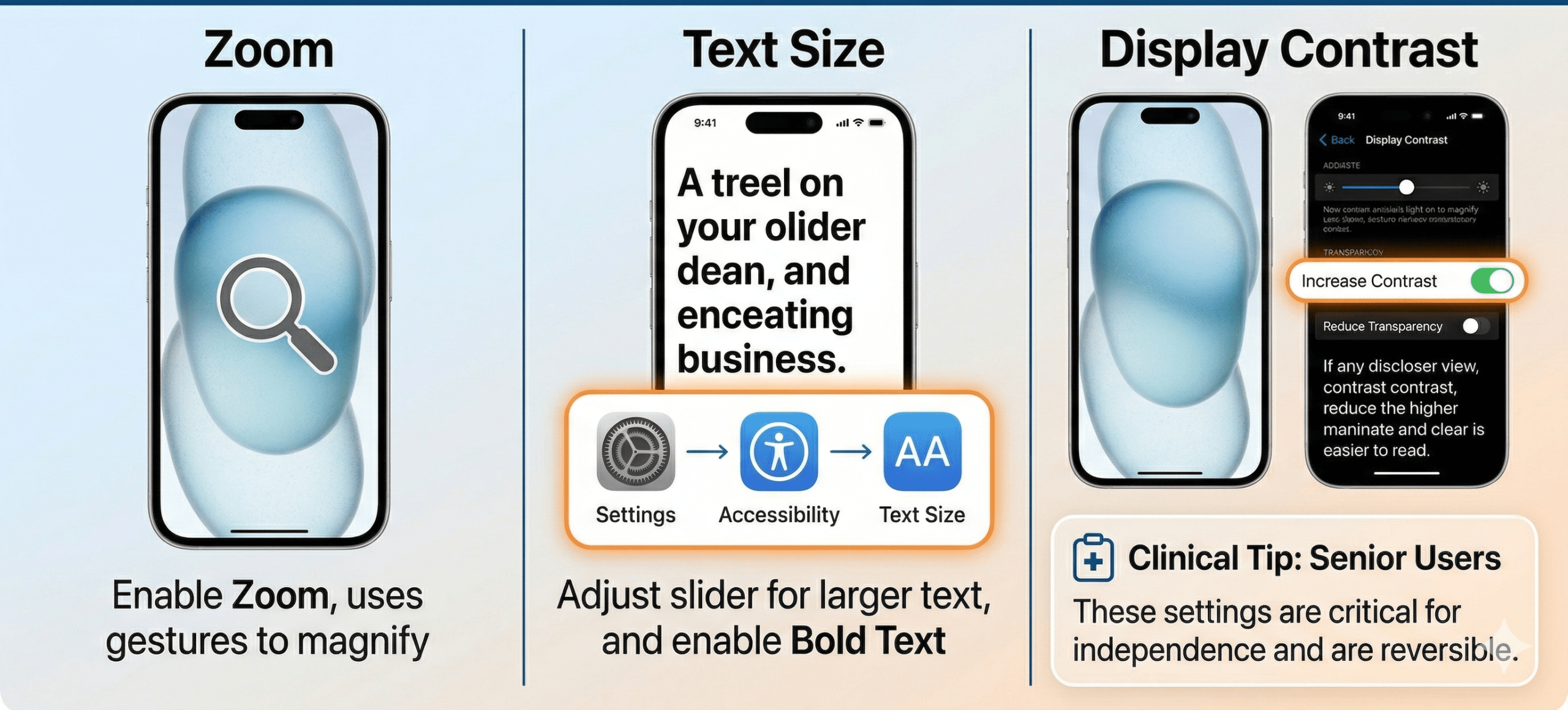 iPhone settings for low vision seniors